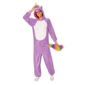 Rubie's Adult Purple Unicorn Costume Jumpsuit Union Suit Plush Comfy Rainbow